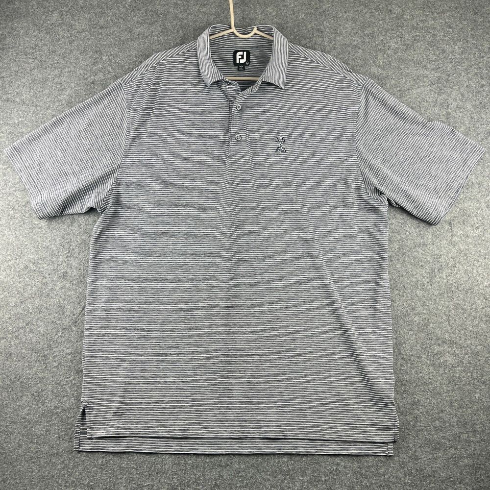 FootJoy FJ Men's Black Grey Striped Short Sleeve Golf Polo Shirt Size‎ XL